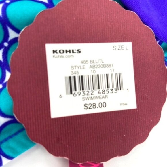 NWT Reversible Swimsuit Bikini Bottoms Juniors Sz Large Blue Teal Strip Ruched - Picture 6 of 10